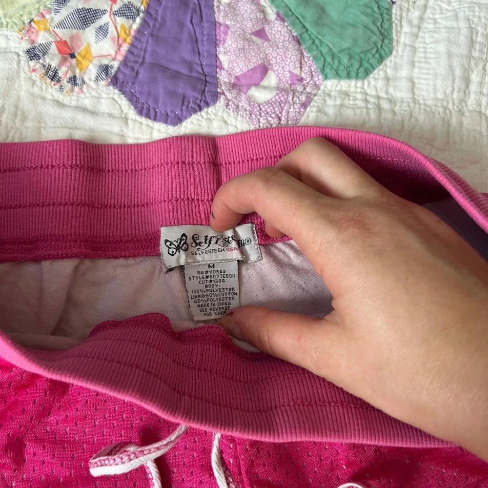 Vintage 2000s Self Esteem Pink Mesh Athletic Shorts Women Medium Y2K